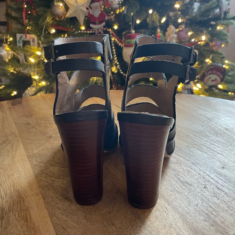 Splendid Black Leather Stacked Heel Sz 6 - Picture 5 of 7